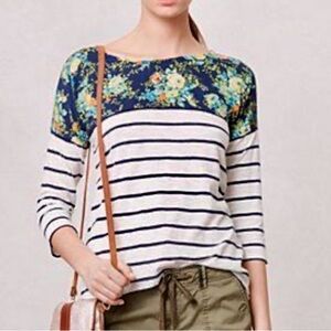 Anthropologie Floral and Striped Women's Top
